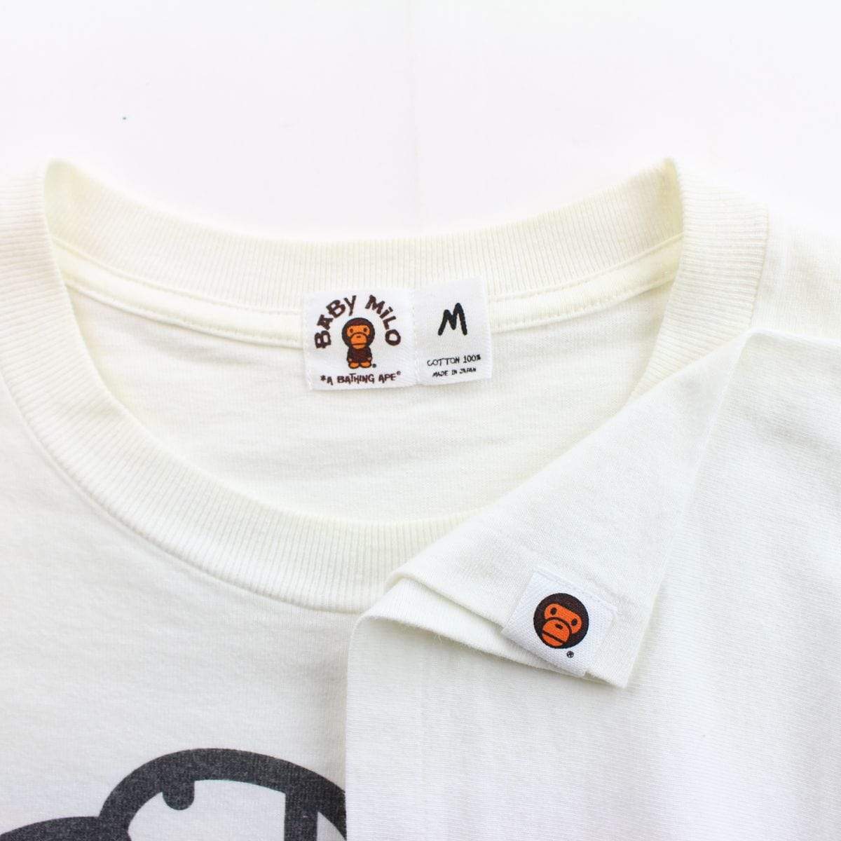 Bape baby milo orange rainbow logo tee white - SaruGeneral