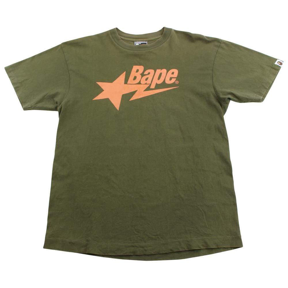 Bape orange bapesta logo tee olive - SaruGeneral