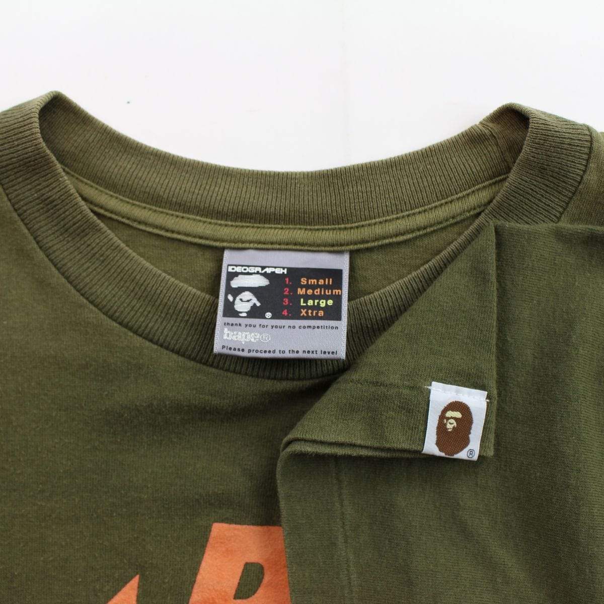 Bape orange bapesta logo tee olive - SaruGeneral