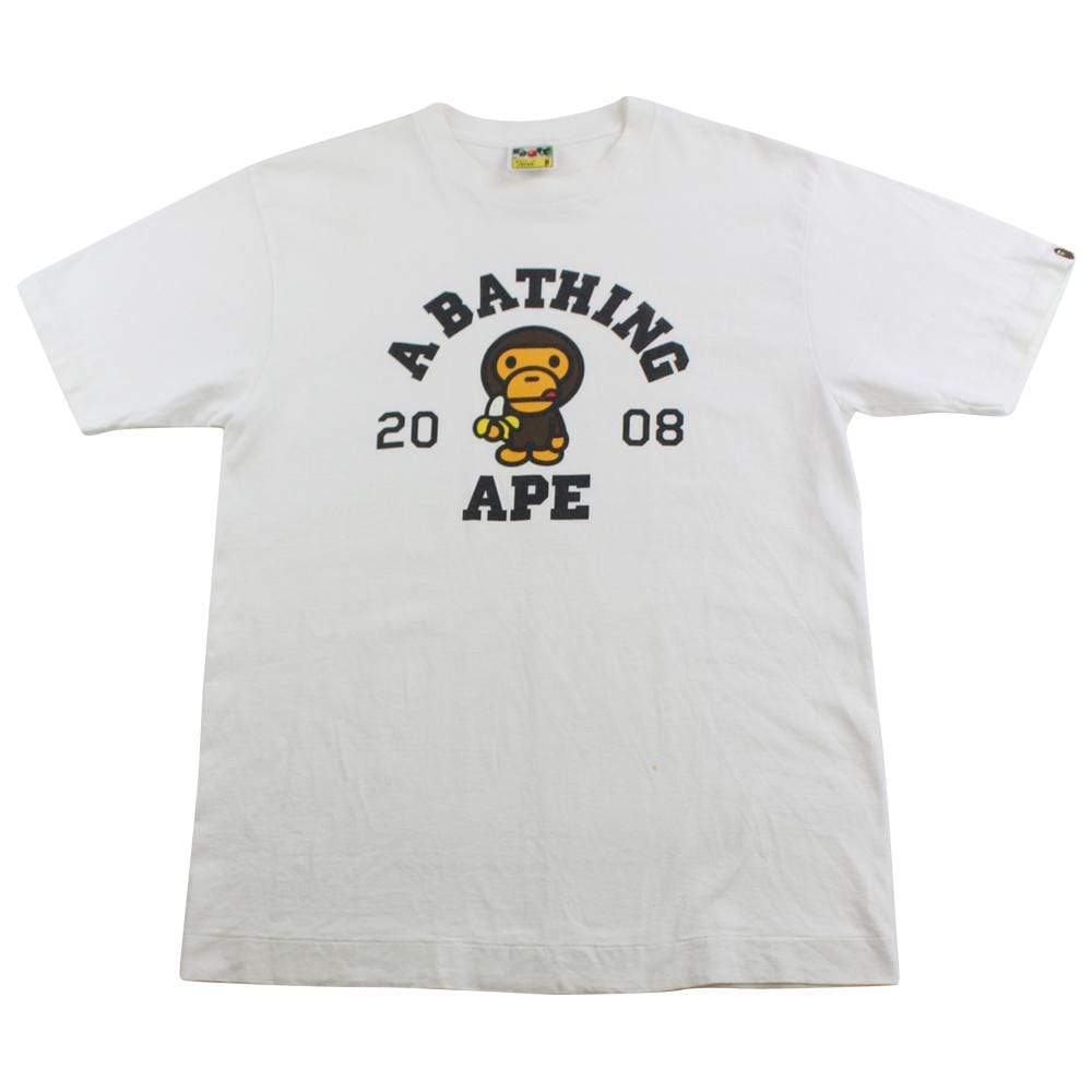 Bape baby milo banana college logo tee white - SaruGeneral