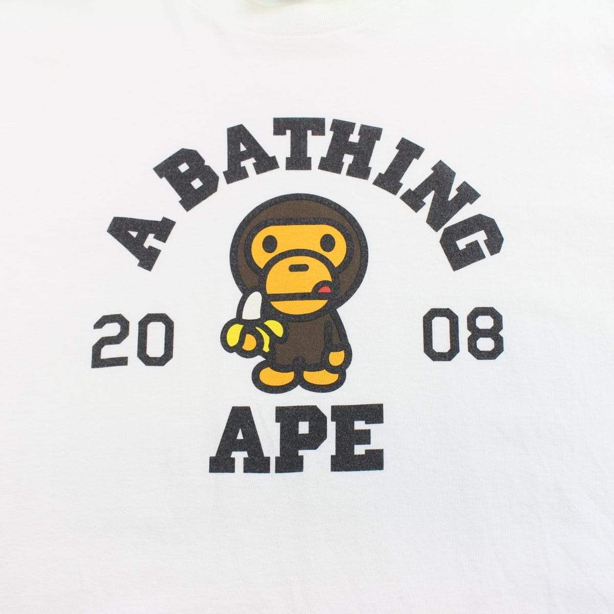 Bape baby milo banana college logo tee white - SaruGeneral