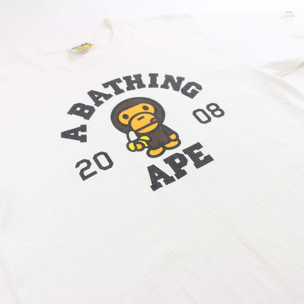Bape baby milo banana college logo tee white - SaruGeneral