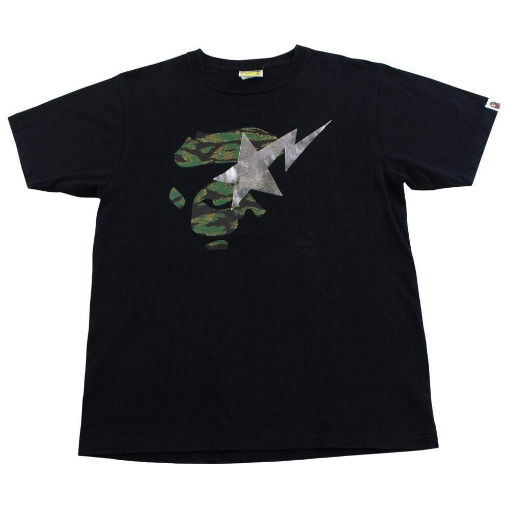 Bape tiger camo bapesta ape face tee black - SaruGeneral