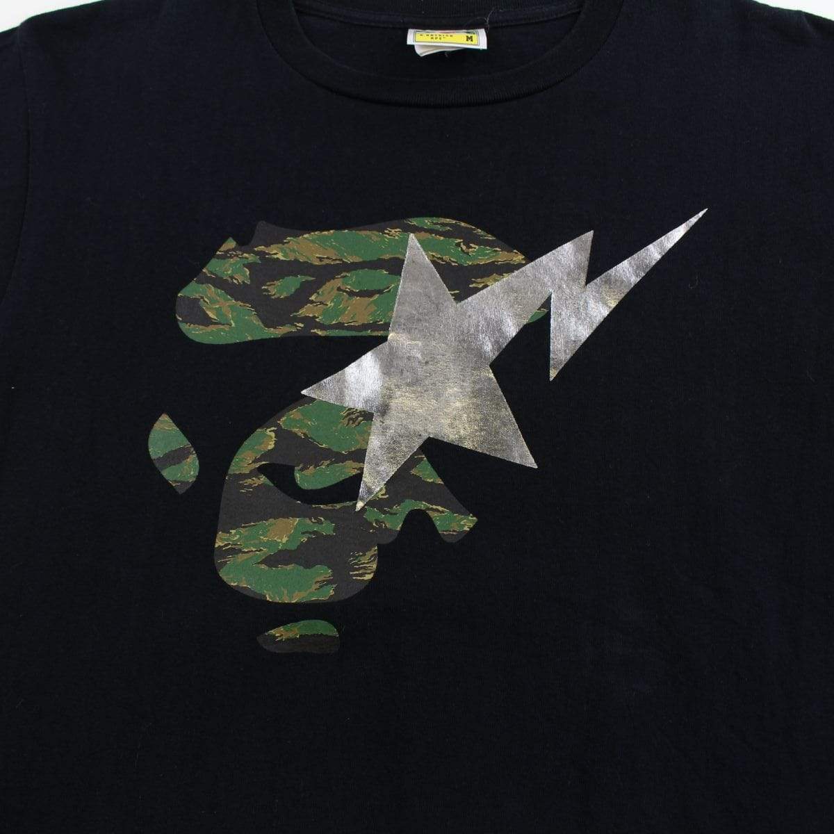 Bape tiger camo bapesta ape face tee black - SaruGeneral