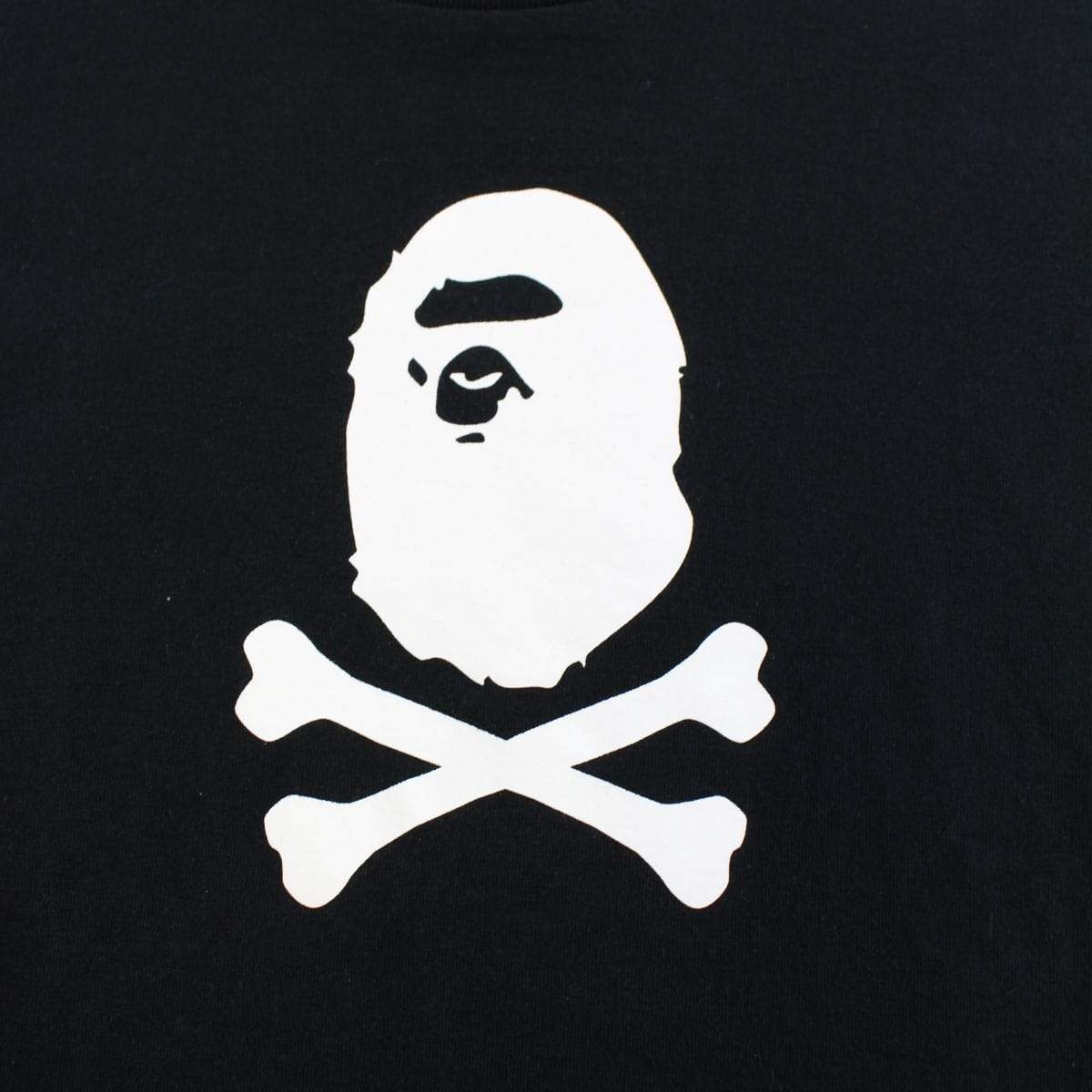 Bape Ape crossbones logo tee black - SaruGeneral