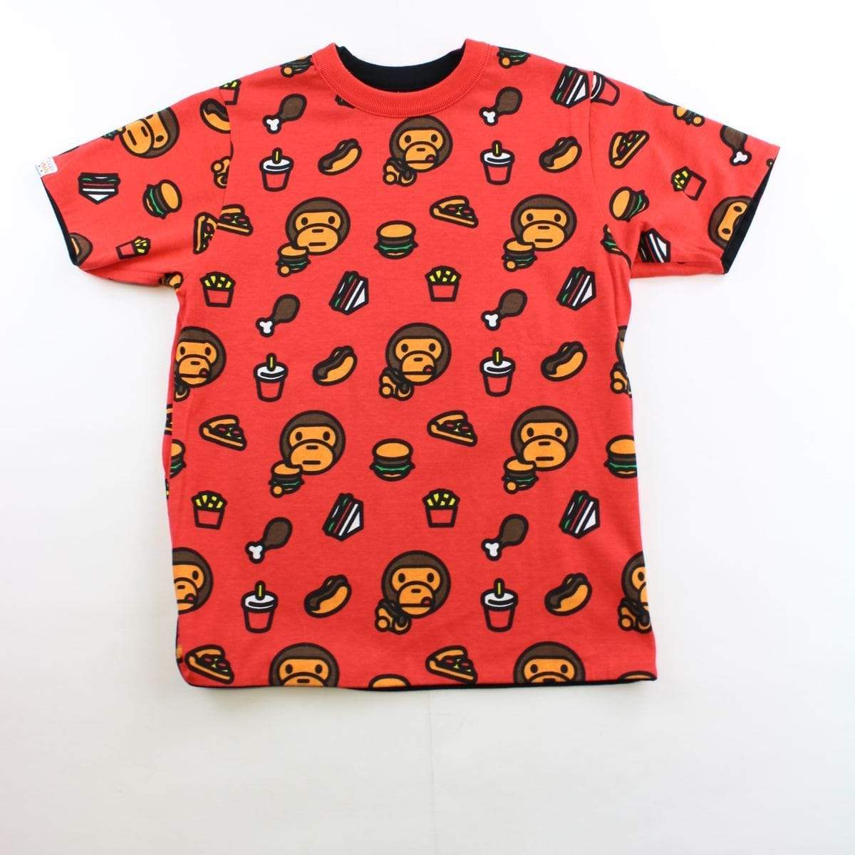Bape baby milo food monogram tee red reversible - SaruGeneral