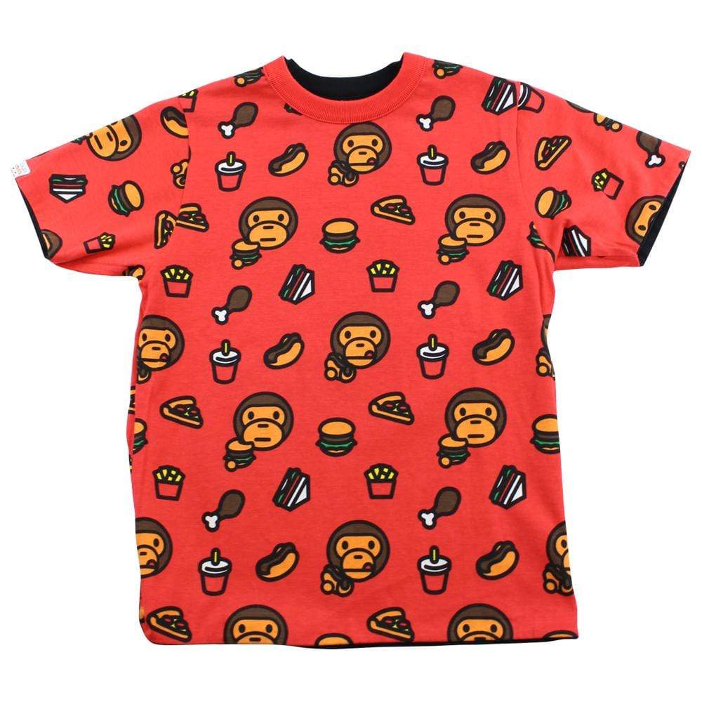 Bape baby milo food monogram tee red reversible - SaruGeneral