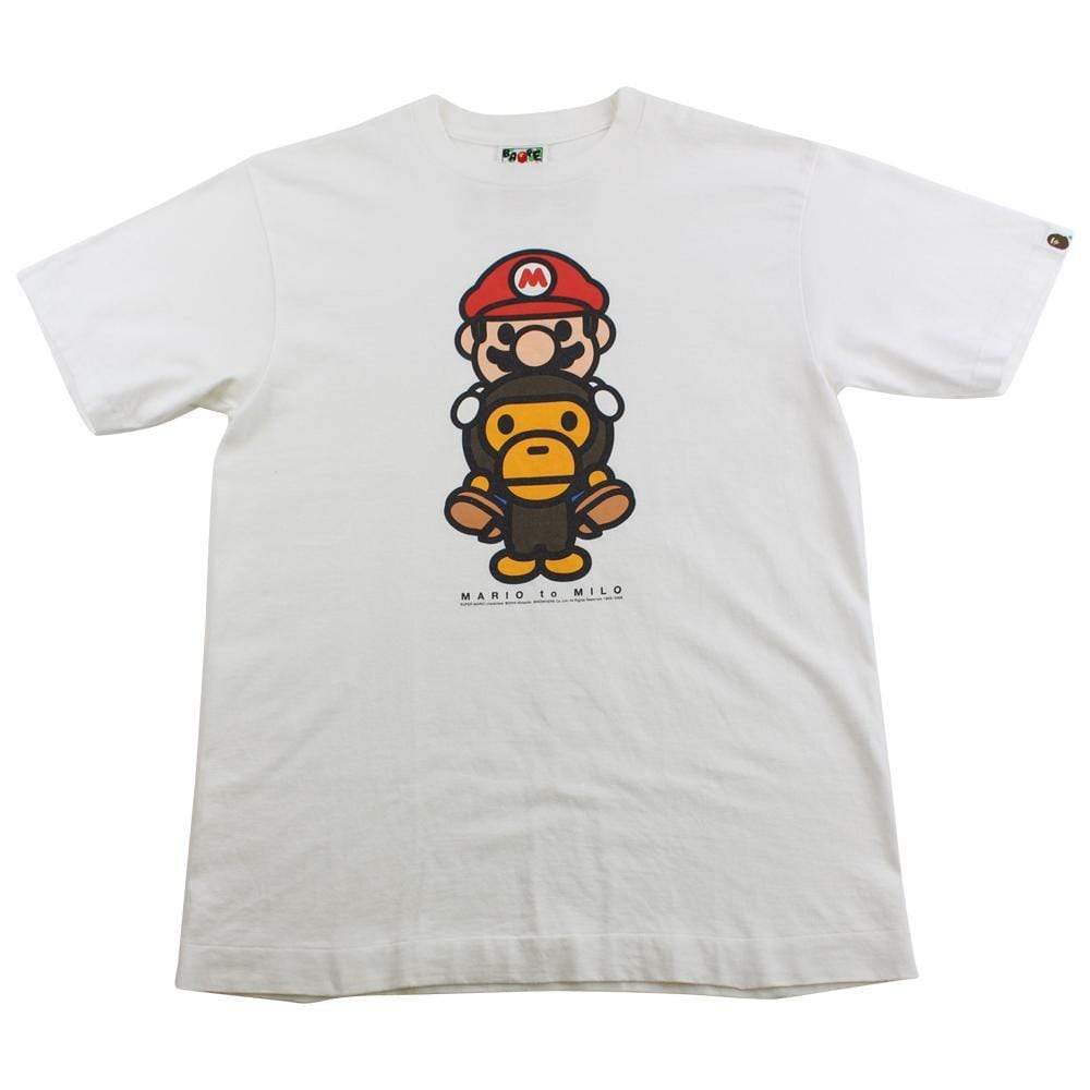 Bape baby milo x mario logo tee white - SaruGeneral
