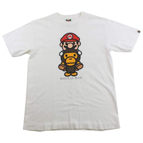 T-shirt Bape Baby Milo x Mario blanc avec logo