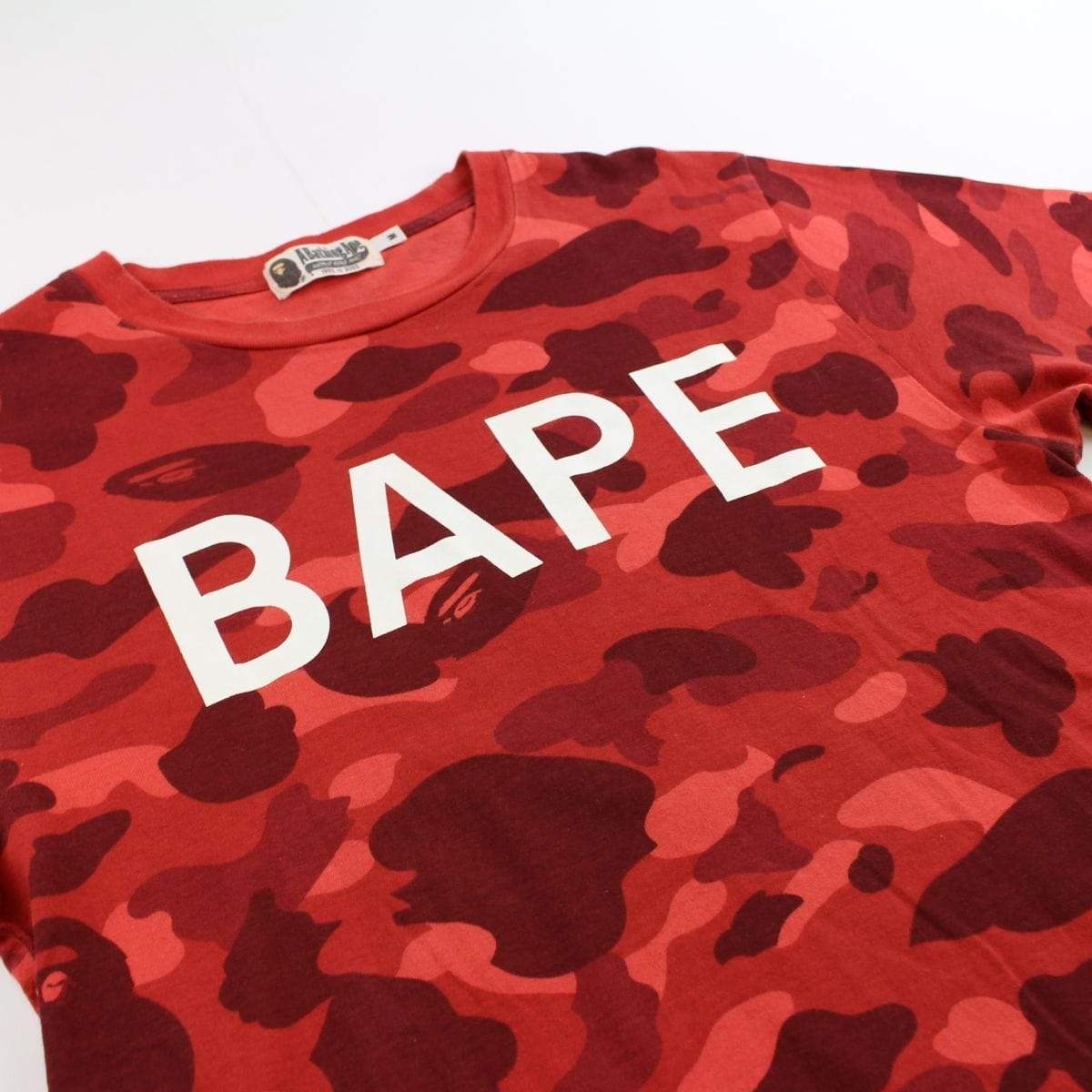 bape red camo text tee - SaruGeneral