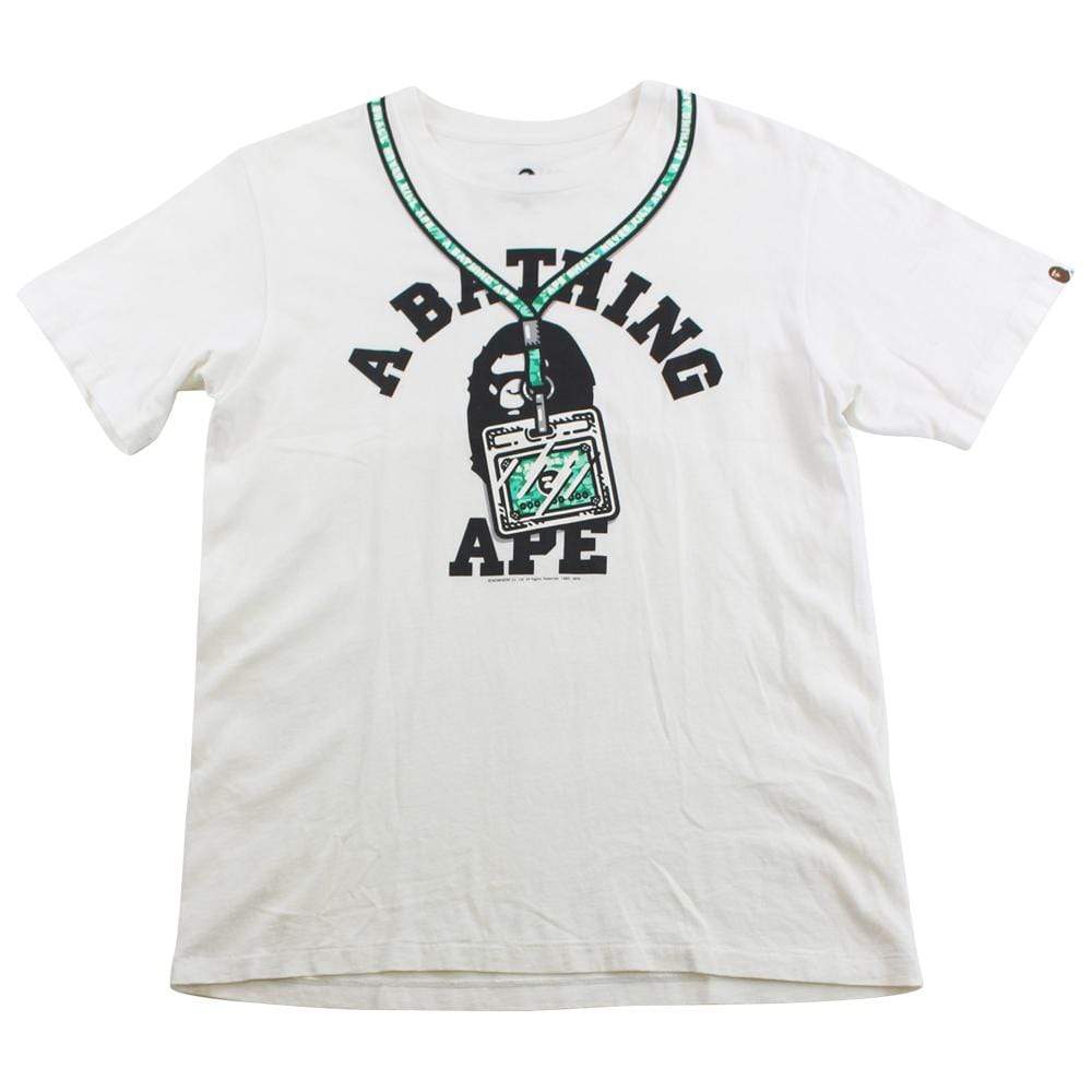 bape members lanyard college logo tee white - SaruGeneral