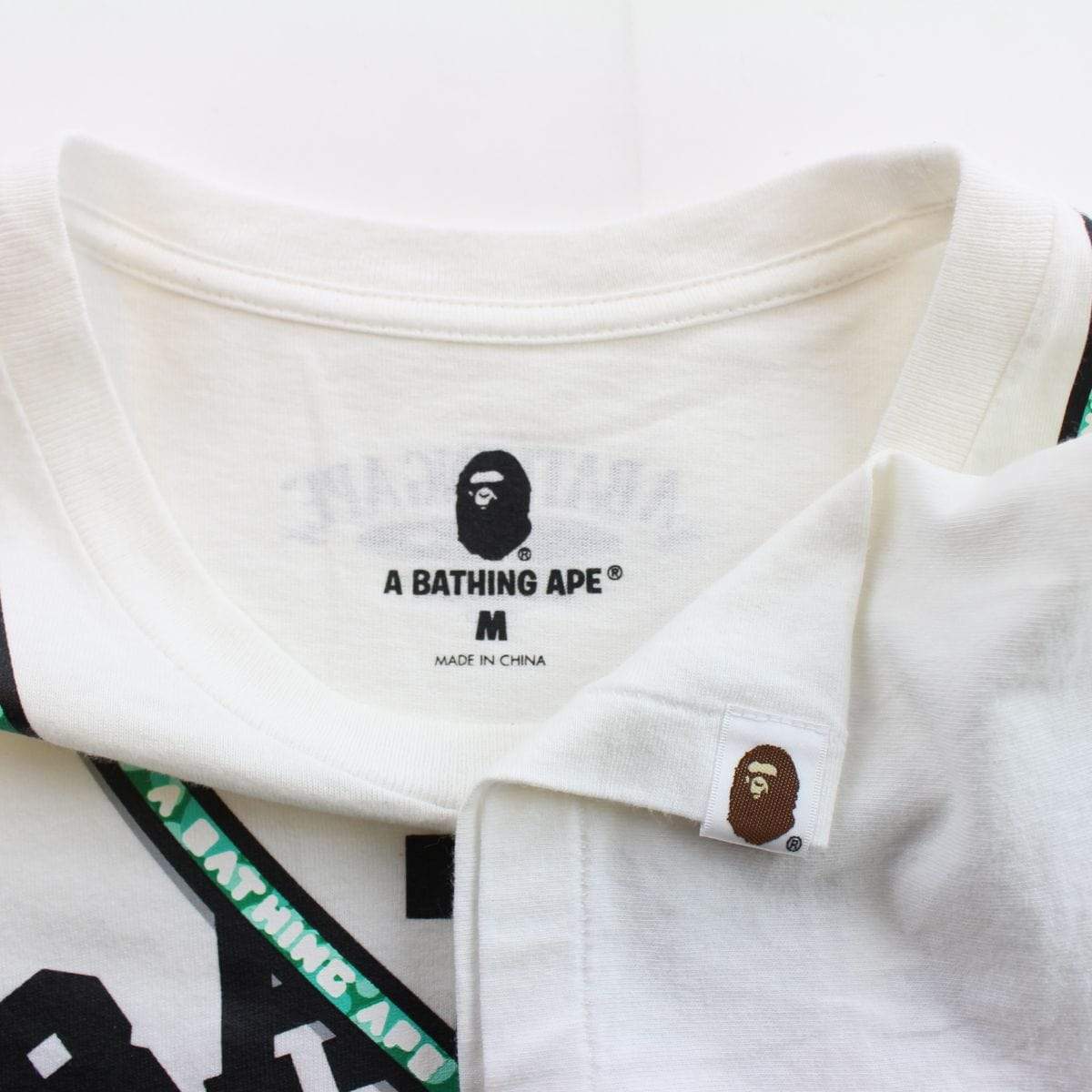 bape members lanyard college logo tee white - SaruGeneral