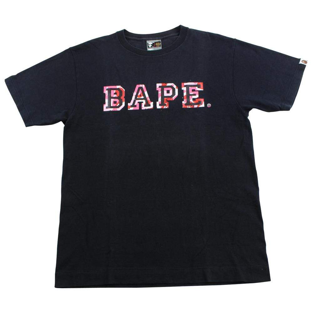 bape pink camo text tee black - SaruGeneral