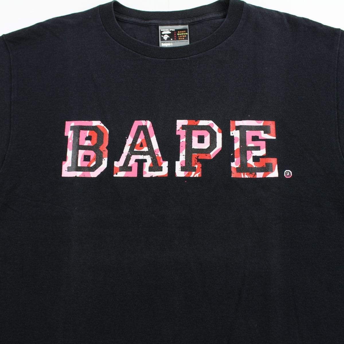 bape pink camo text tee black - SaruGeneral