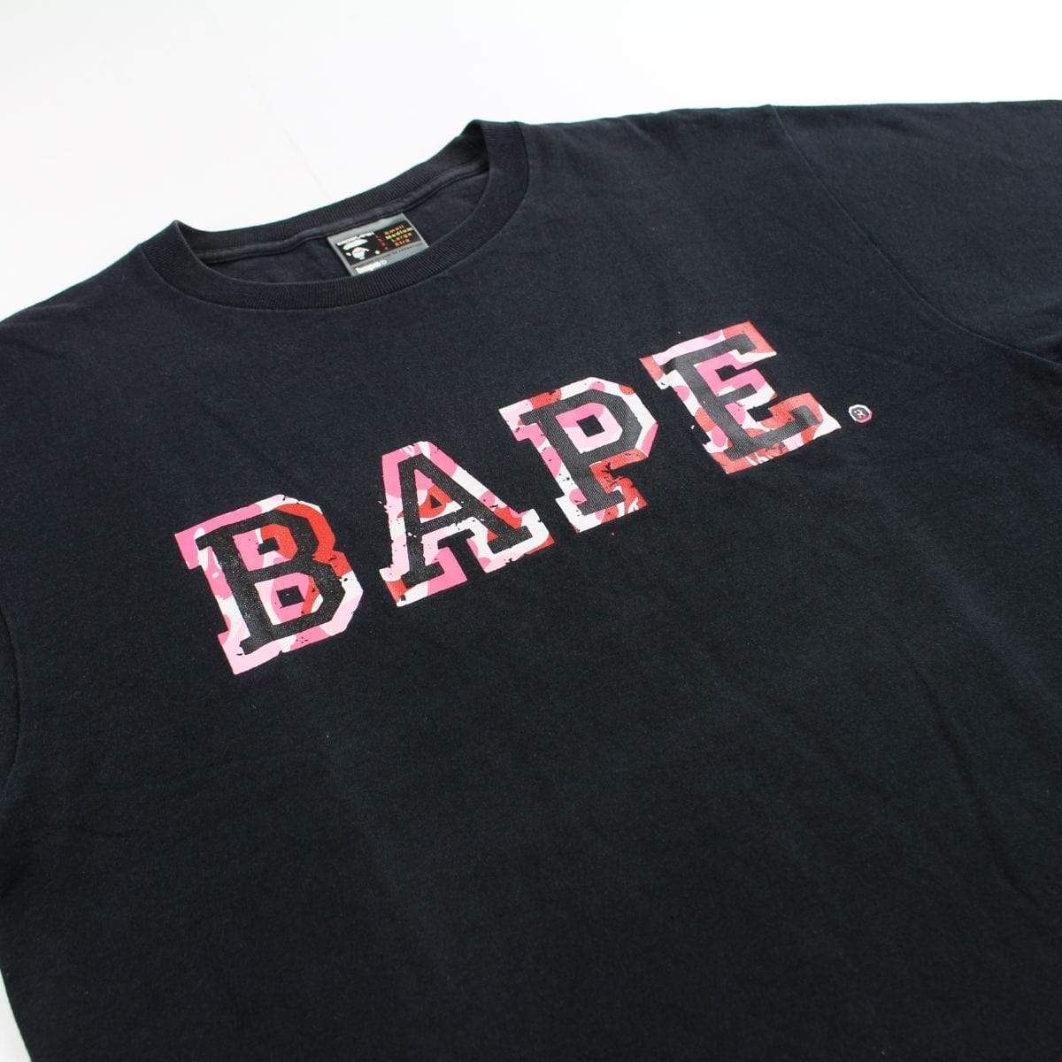 bape pink camo text tee black - SaruGeneral