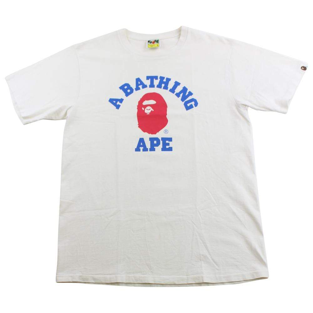 bape red blue college logo tee white - SaruGeneral