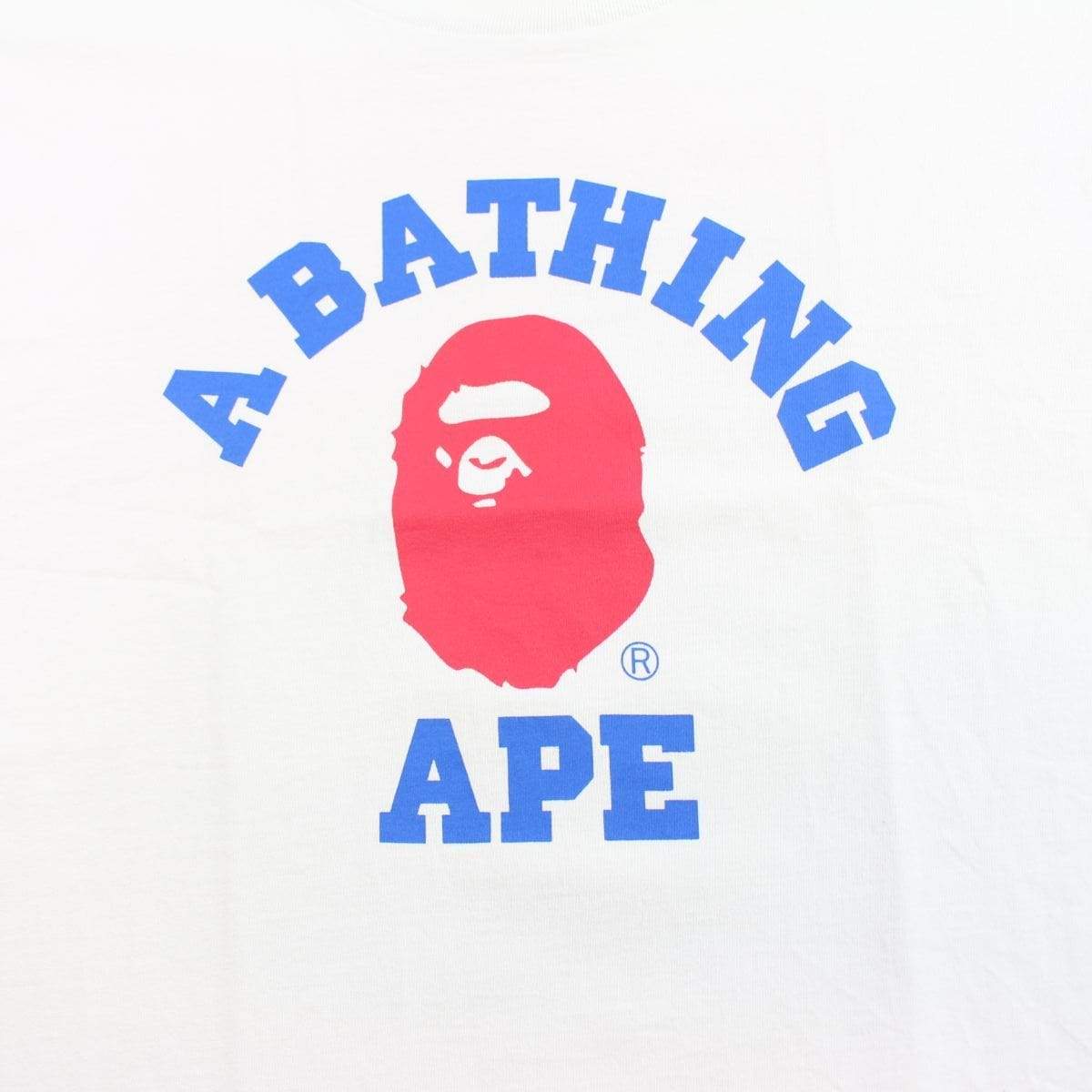 bape red blue college logo tee white - SaruGeneral