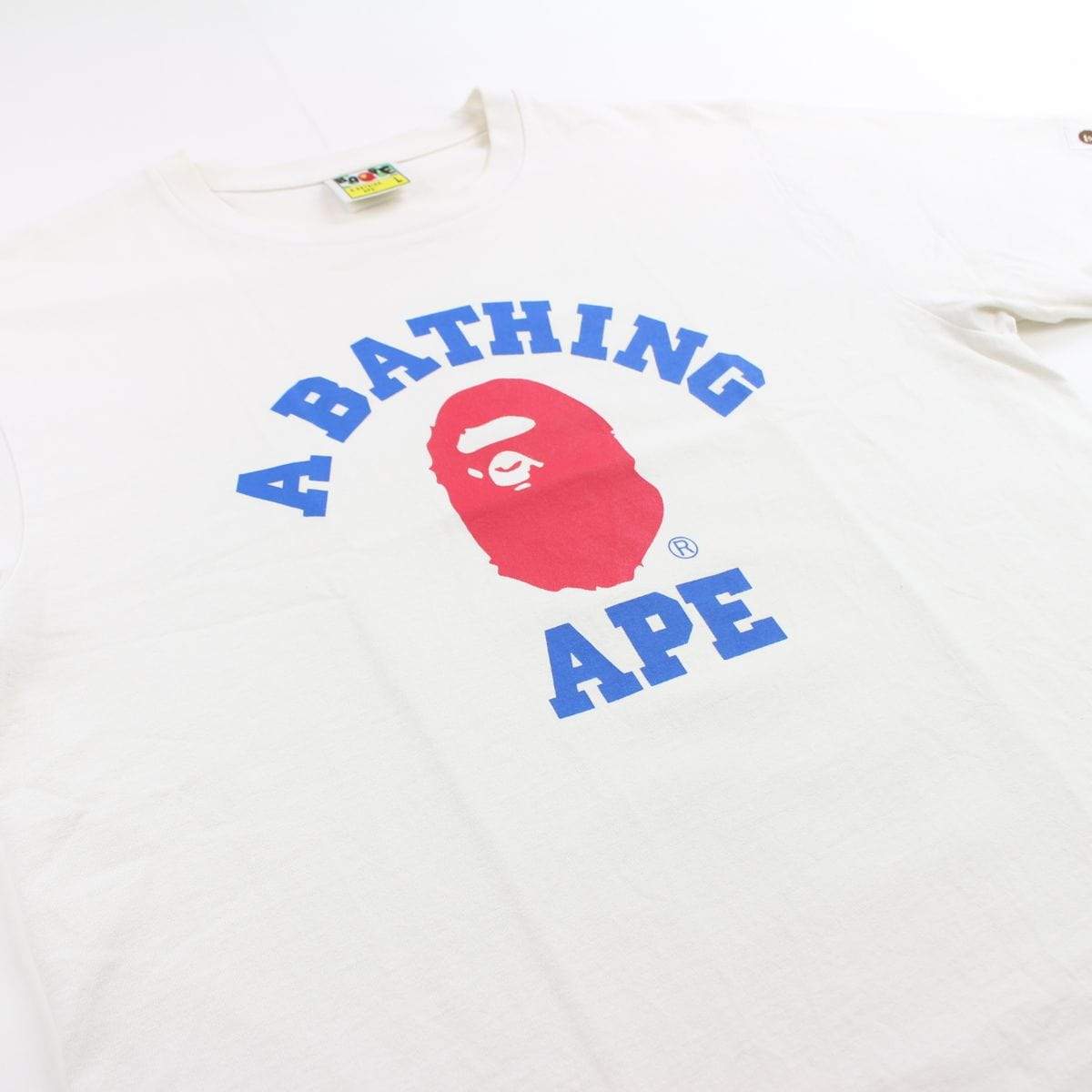 bape red blue college logo tee white - SaruGeneral