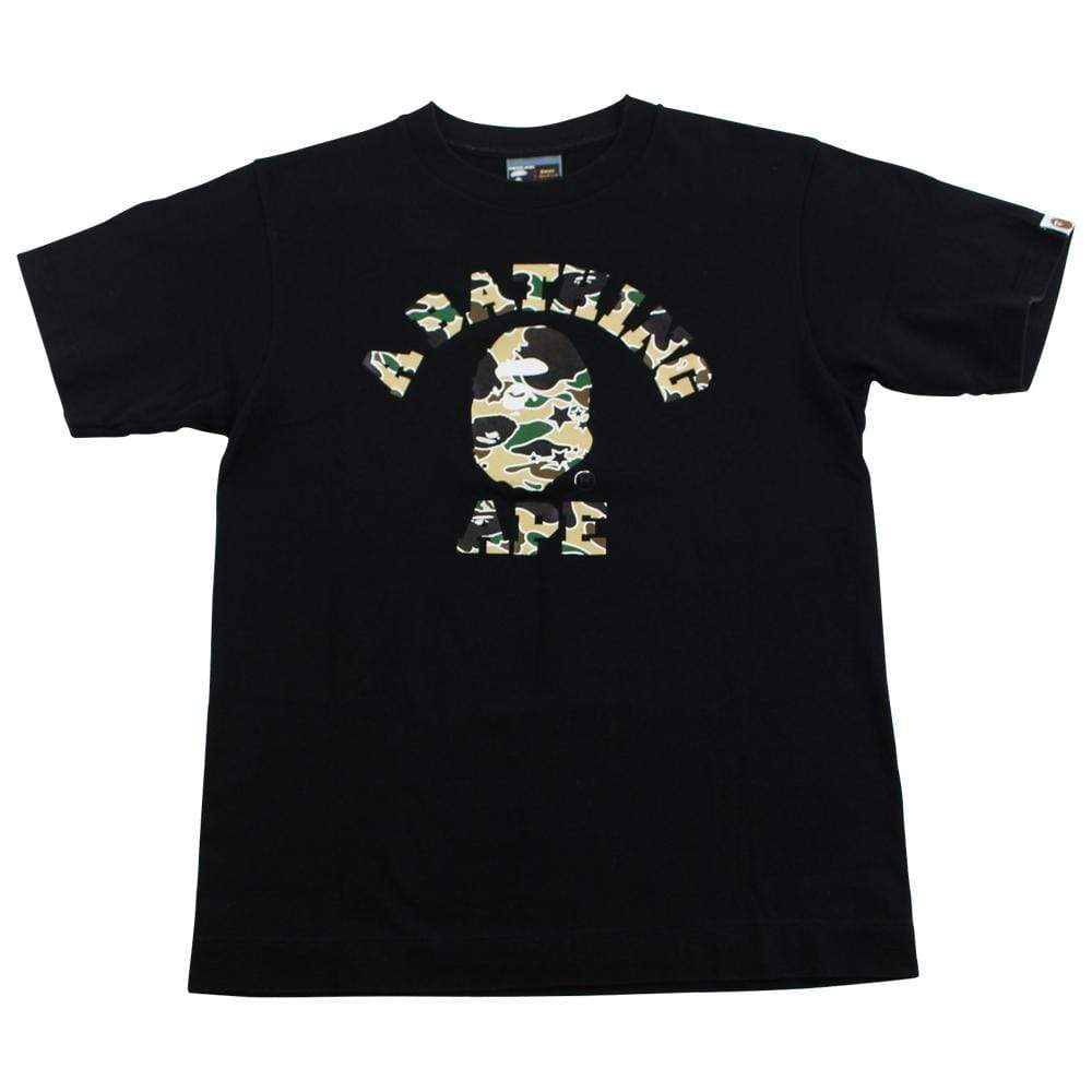bape yellow  psyche camo college logo tee black - SaruGeneral