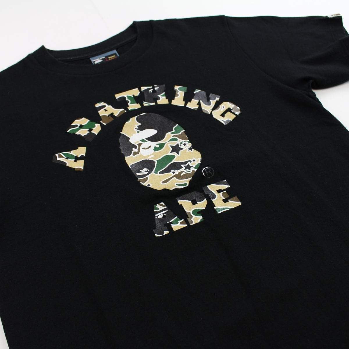 bape yellow  psyche camo college logo tee black - SaruGeneral