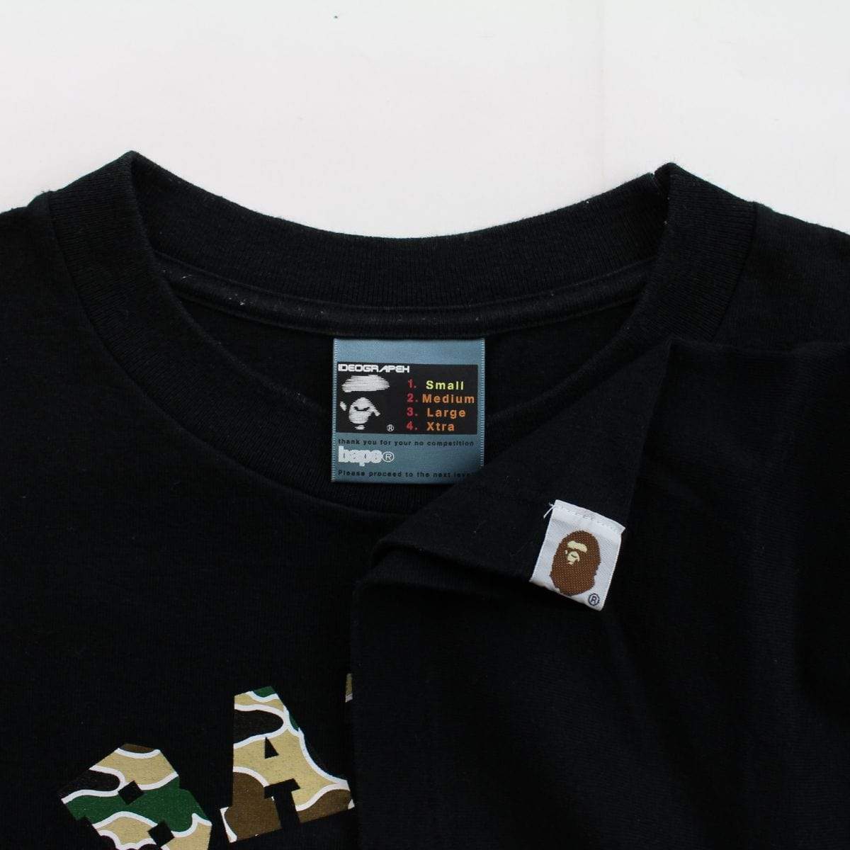 bape yellow  psyche camo college logo tee black - SaruGeneral