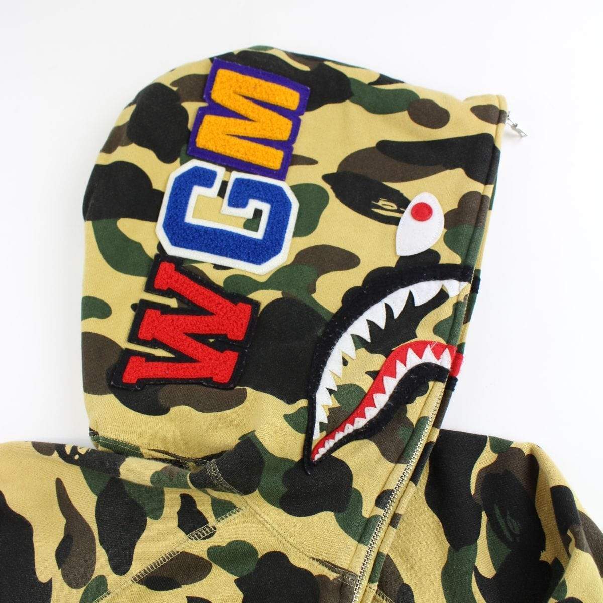 bape 1st yellow camo wgm shark hoodie - SaruGeneral