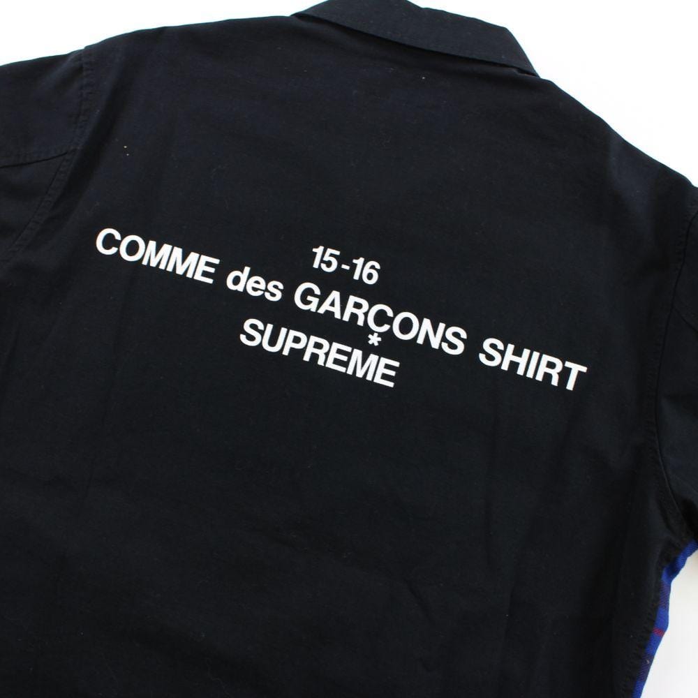 Supreme CDG Blue Plaid Jacket Black - SaruGeneral