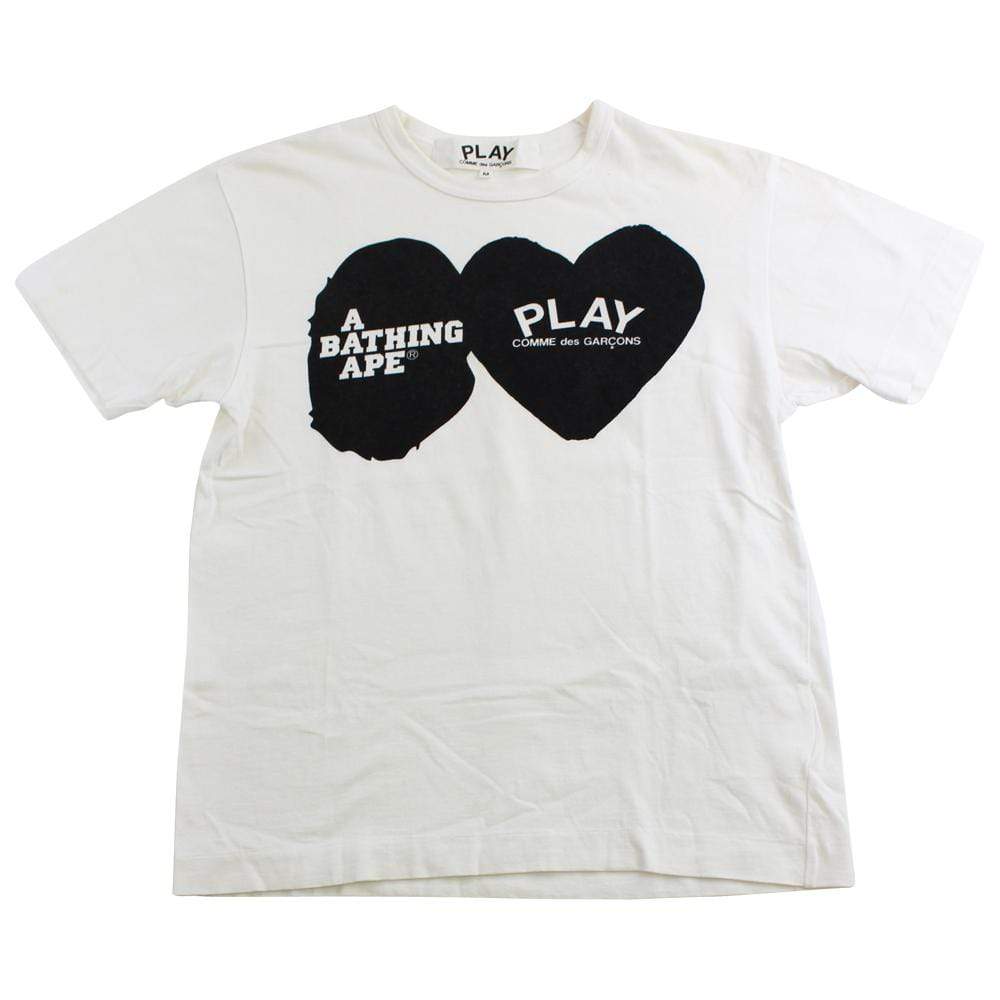 bape x cdg hearts tee white - SaruGeneral