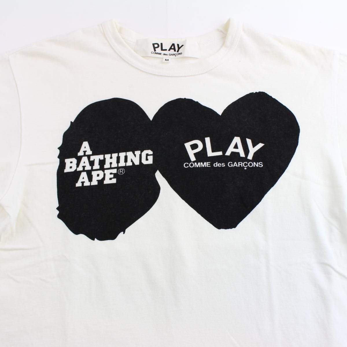 bape x cdg hearts tee white - SaruGeneral
