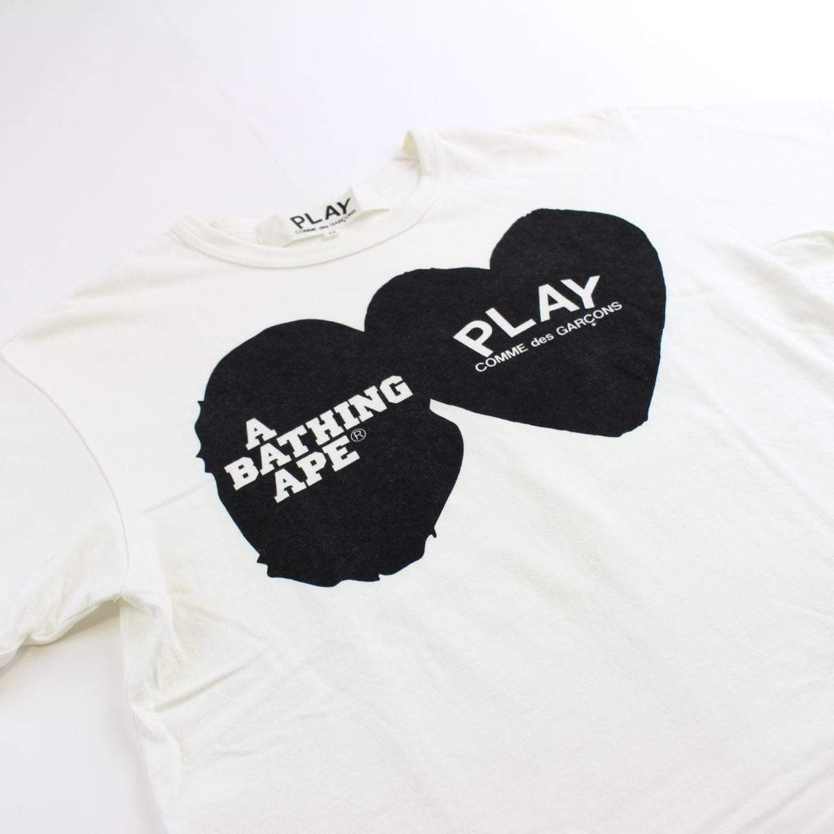 bape x cdg hearts tee white - SaruGeneral