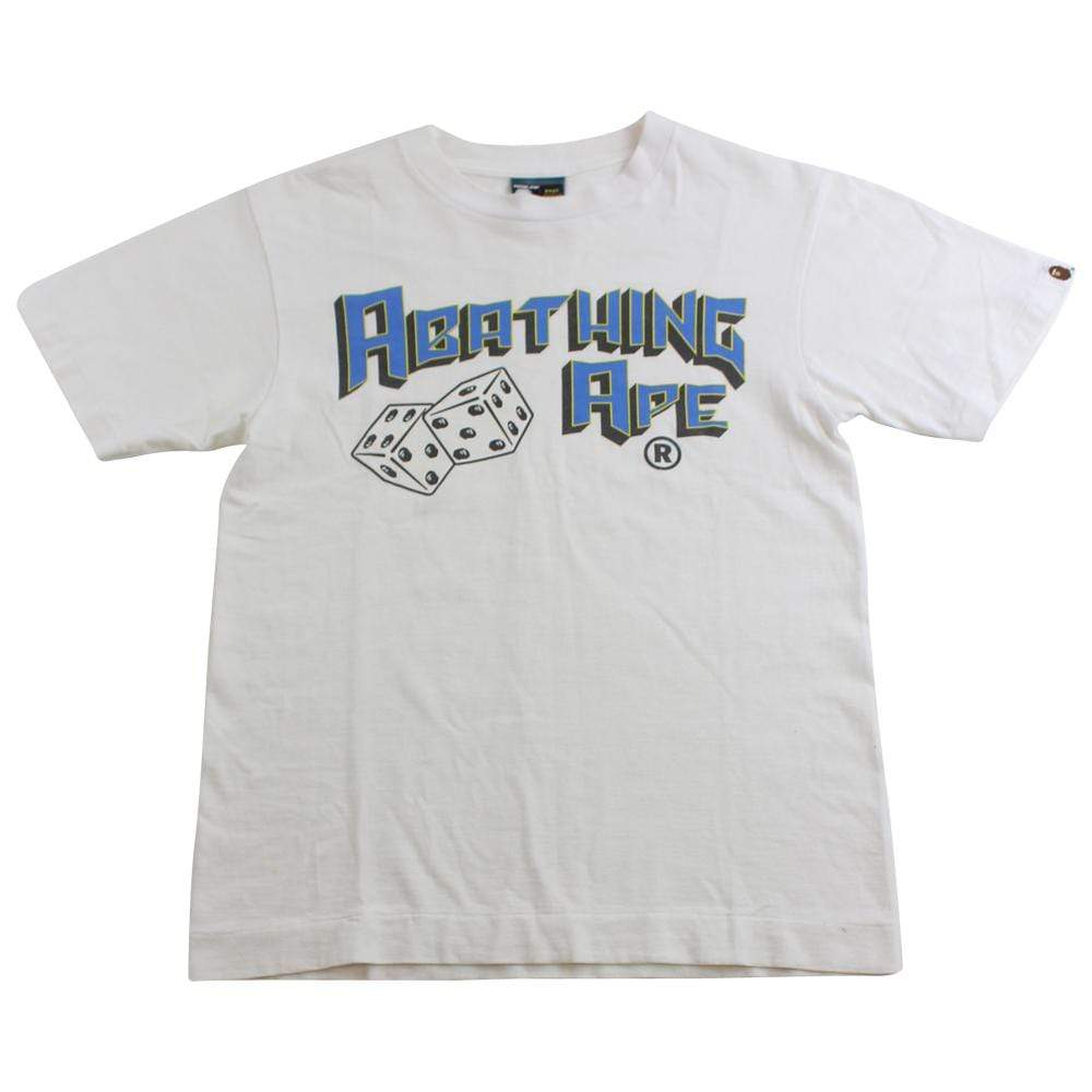 bape dice blue text tee white - SaruGeneral