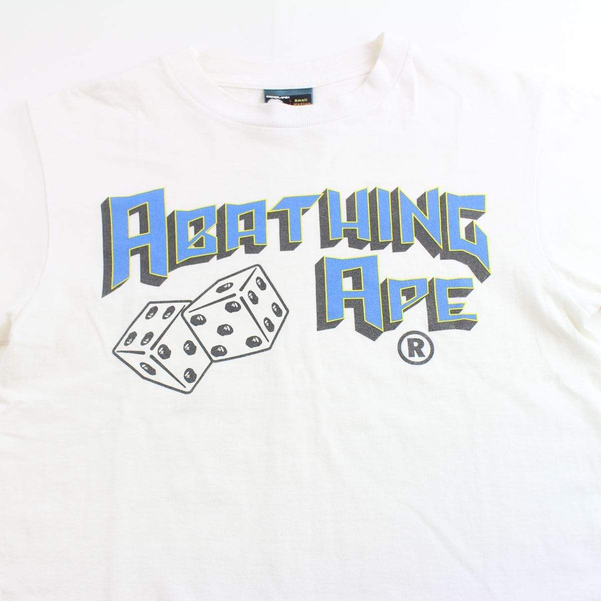 bape dice blue text tee white - SaruGeneral