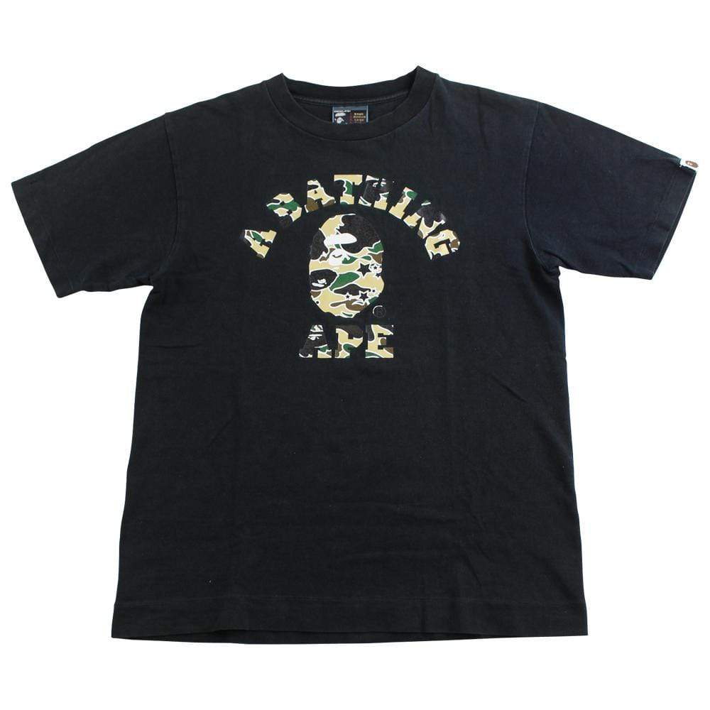 bape psyche yellow camo college logo tee black - SaruGeneral