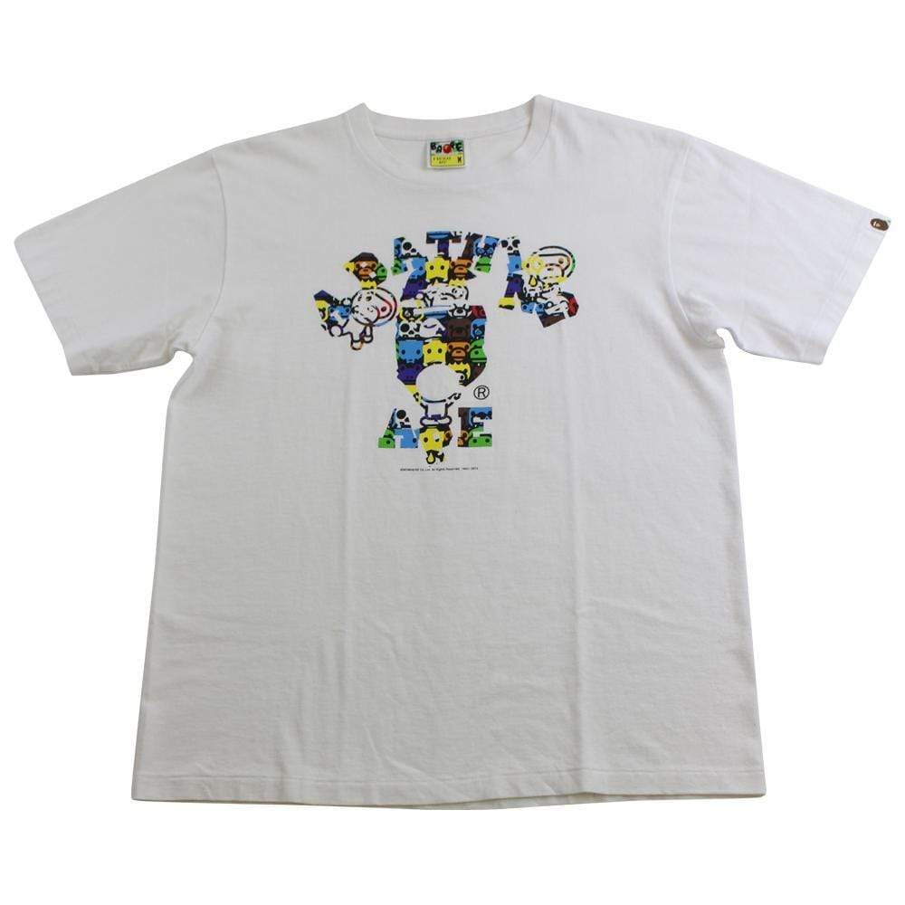 bape milo star blue college logo tee white - SaruGeneral