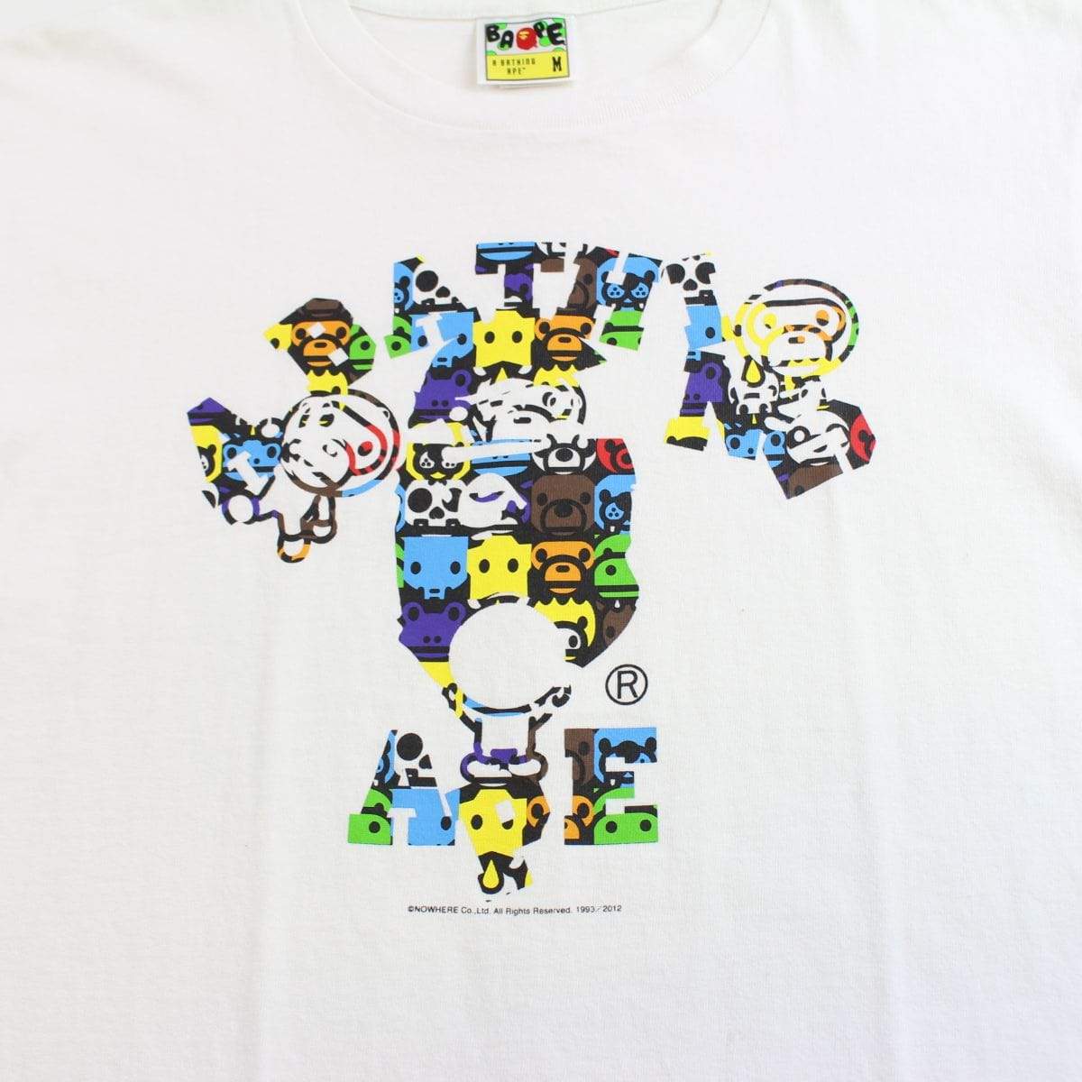 bape milo star blue college logo tee white - SaruGeneral