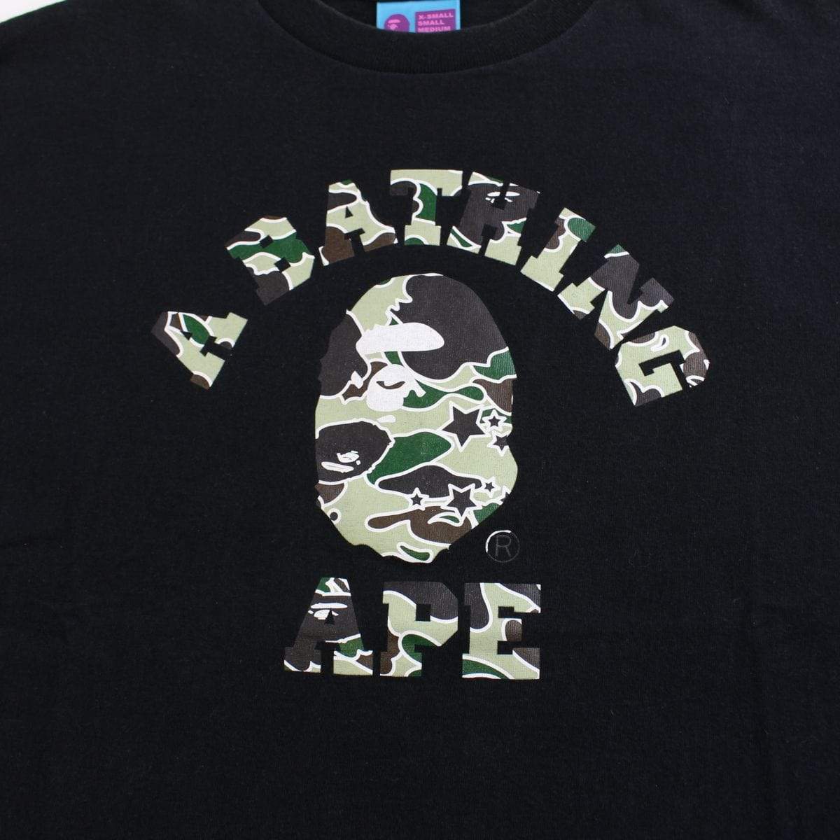 bape green psyche camo college logo tee black - SaruGeneral