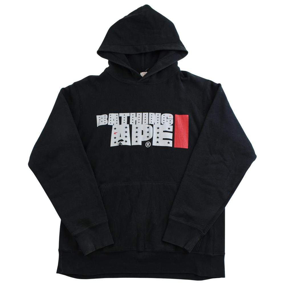 bape bathingape text hoodie black - SaruGeneral