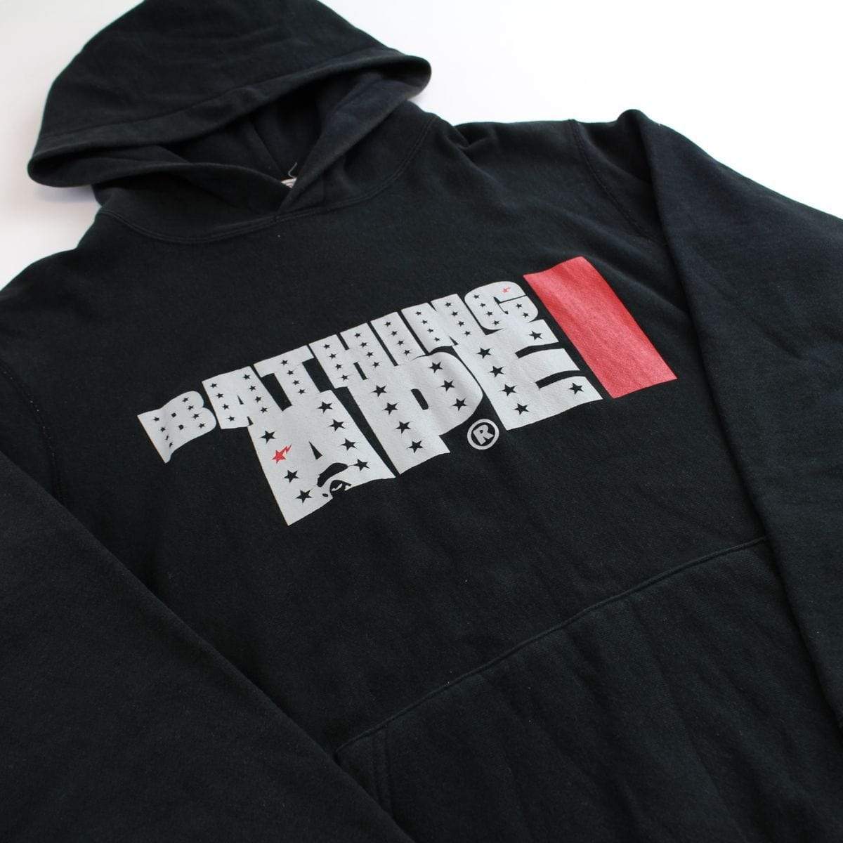 bape bathingape text hoodie black - SaruGeneral