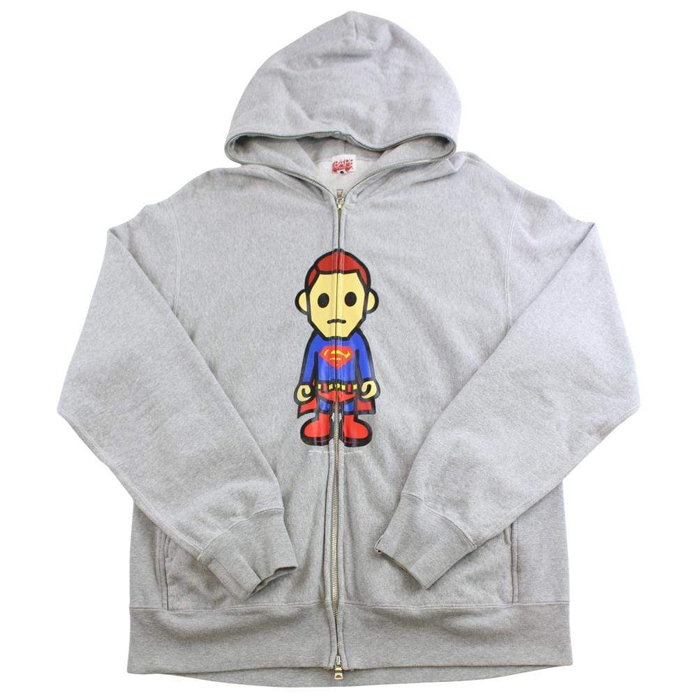 bape x dc comics superman full zip grey - SaruGeneral