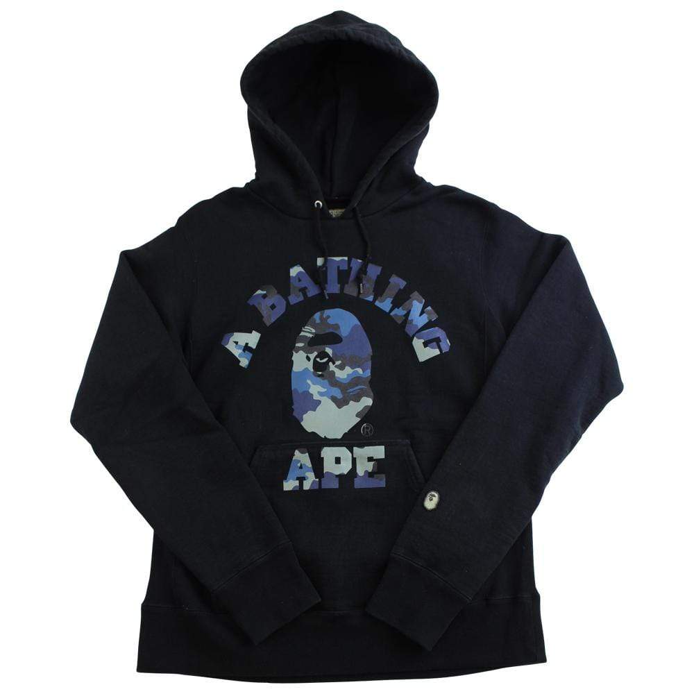 bape blue woodland camo college hoodie black - SaruGeneral