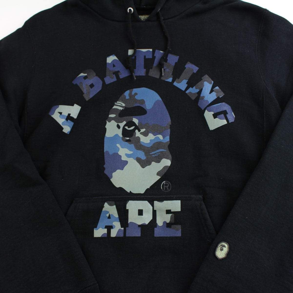 bape blue woodland camo college hoodie black - SaruGeneral