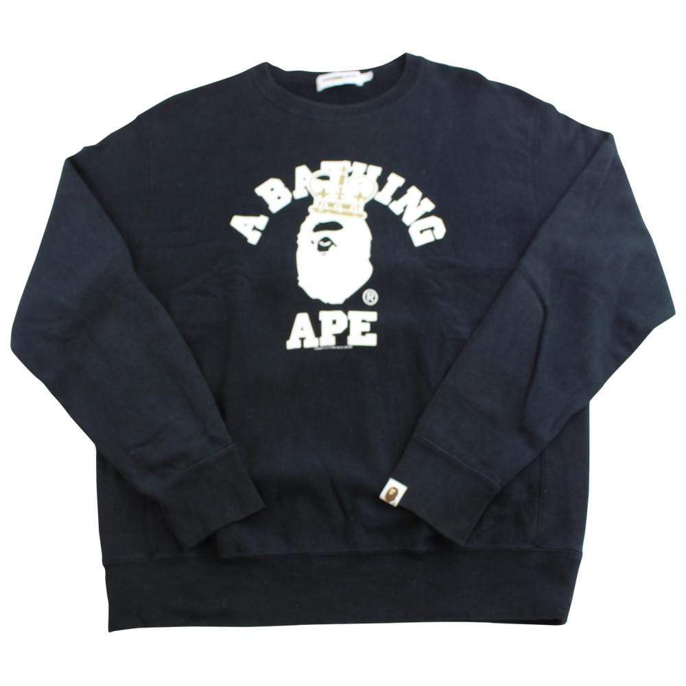 bape crown college logo crewneck black - SaruGeneral