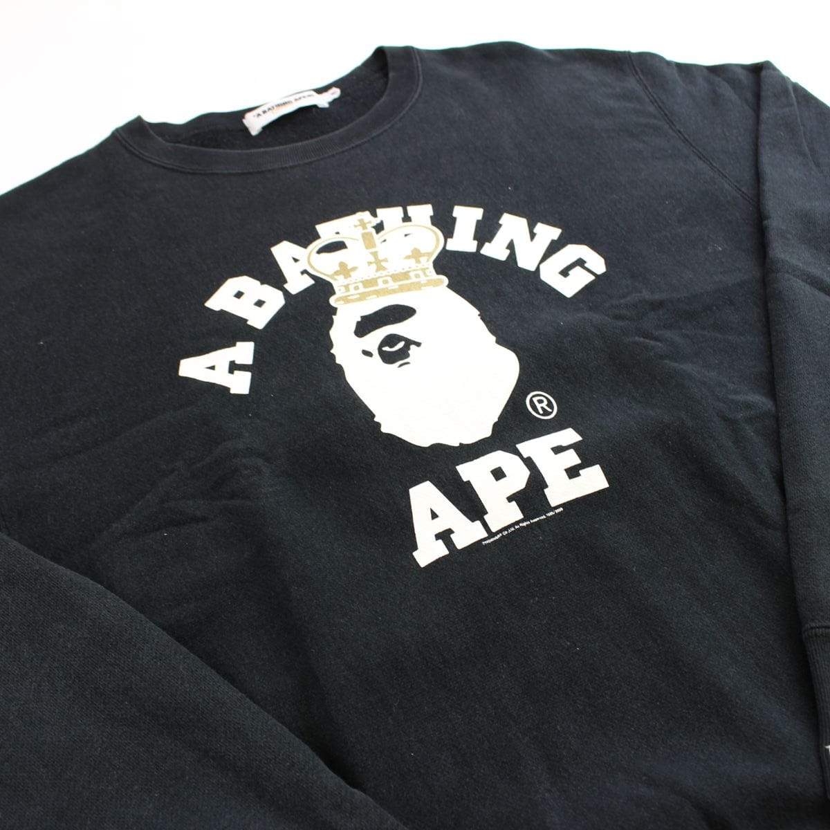 bape crown college logo crewneck black - SaruGeneral