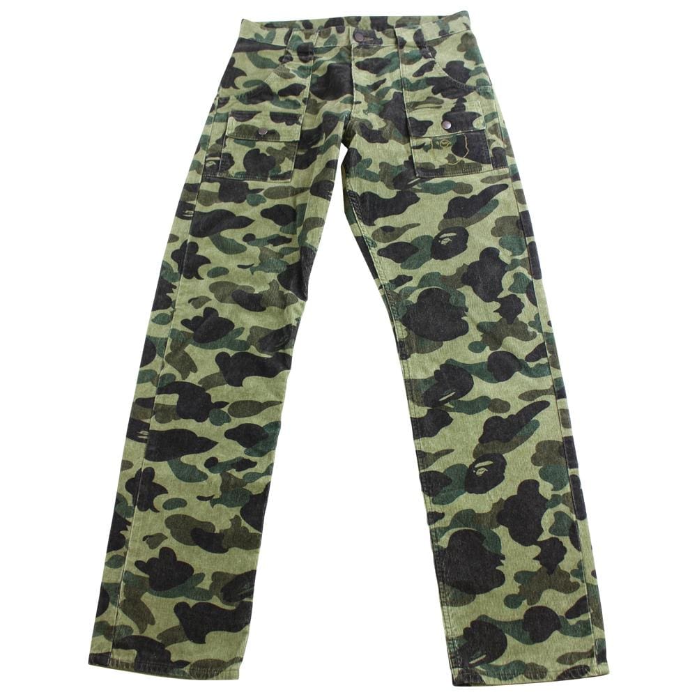 bape 1st green camo corduroy pants - SaruGeneral