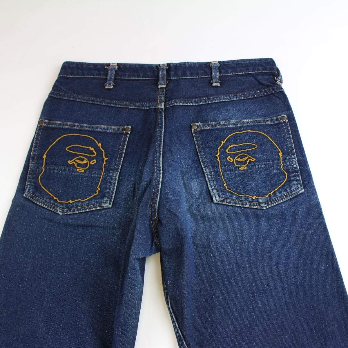 bape big ape logo embroided jeans - SaruGeneral