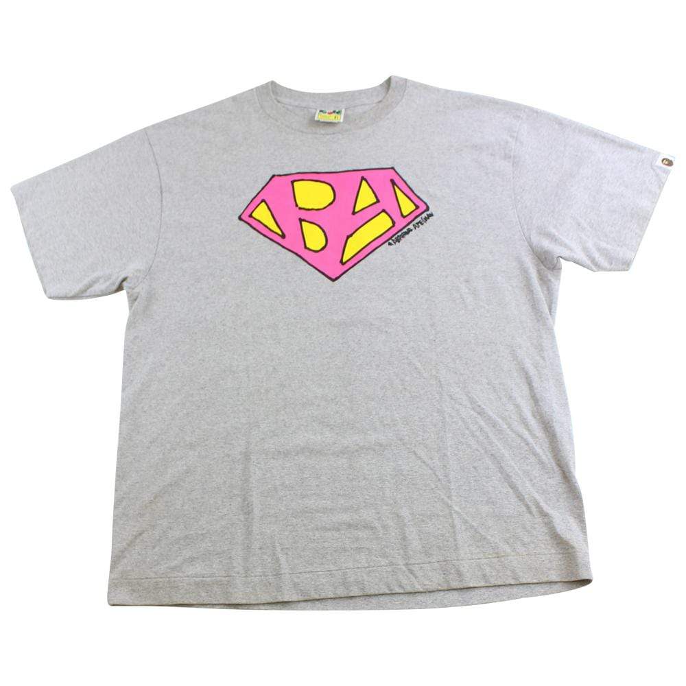 bape BA pink yellow tee grey - SaruGeneral