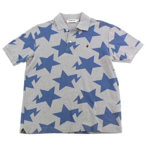 Polo imprimé Bapesta bleu et gris