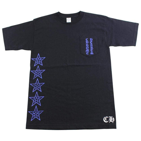 T-shirt noir à poche latérale Chrome Hearts bleu