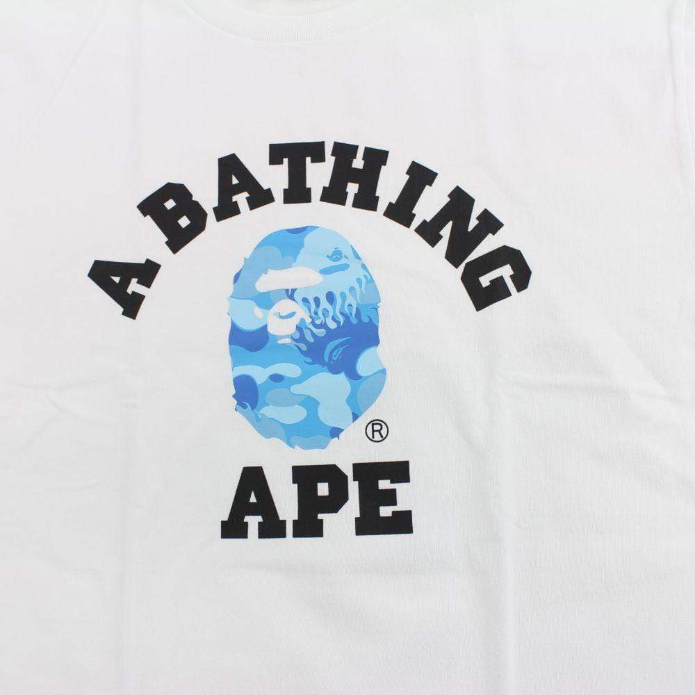 Bape ABC Blue Flame Camo College Logo Tee White - SaruGeneral