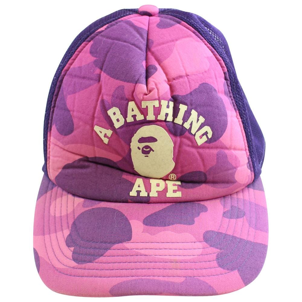 bape purple camo college logo trucker - SaruGeneral